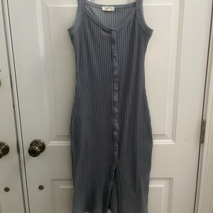 Dusty Blue Ribbed Dress